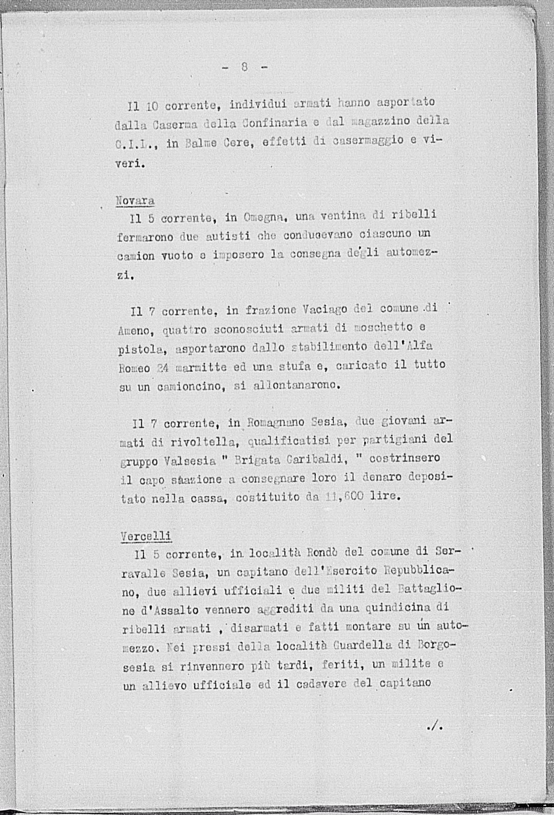 Notizia tratta dal Notiziario della Guardia Nazionale Repubblicana del giorno 19-01-1944