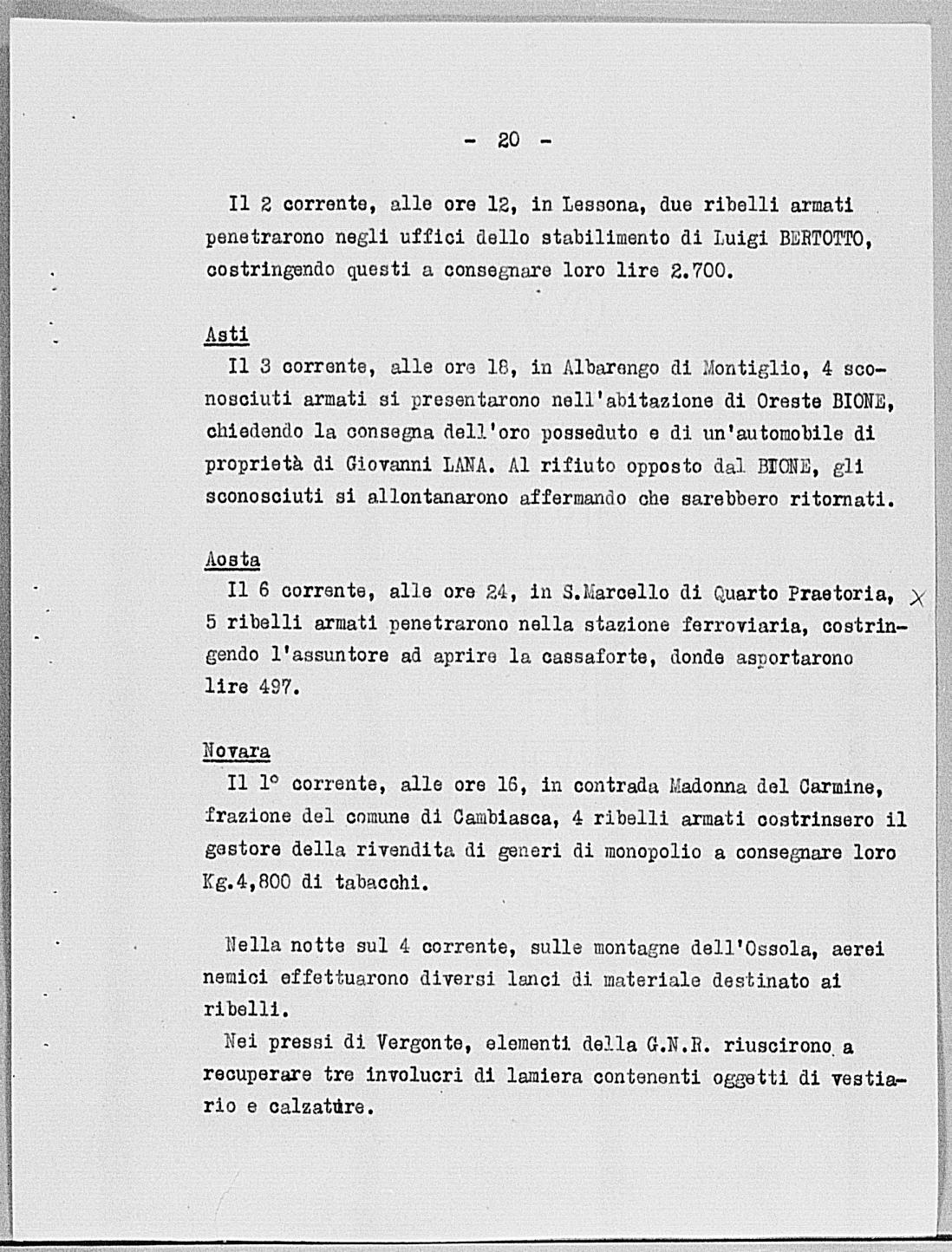 Notizia tratta dal Notiziario della Guardia Nazionale Repubblicana del giorno 10-05-1944