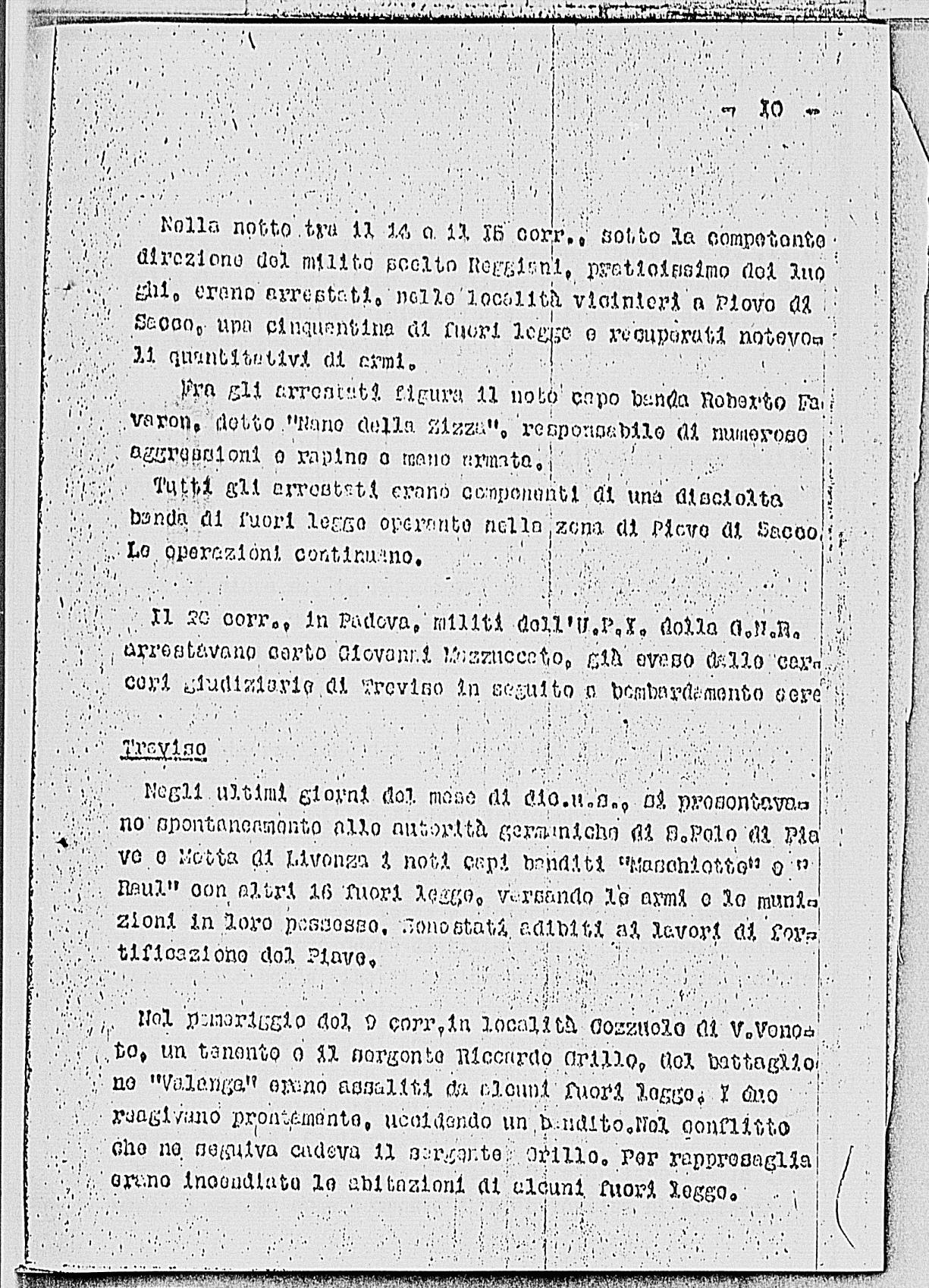 Notizia tratta dal Notiziario della Guardia Nazionale Repubblicana del giorno 28-01-1945